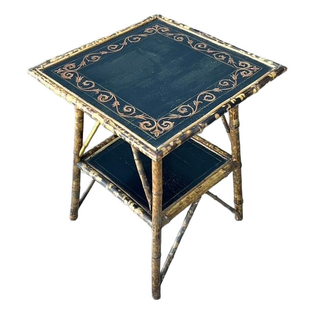 Vintage Tortoise Bamboo Side Table For Sale