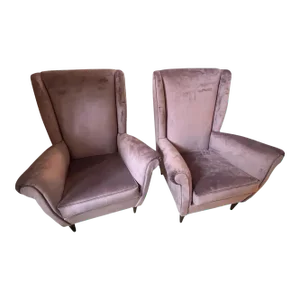 Two 1950s Gio Ponti Style Mid-Century Modern Armchairs Mod. 512 by Isa Bergamo