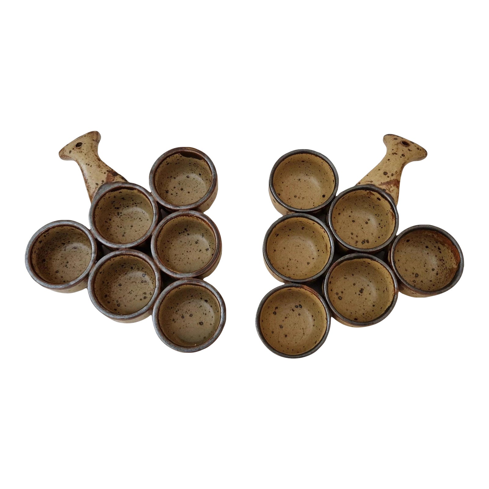 1970s French Pottery Escargot Snail Serving Dishes by Gres Rocaille a