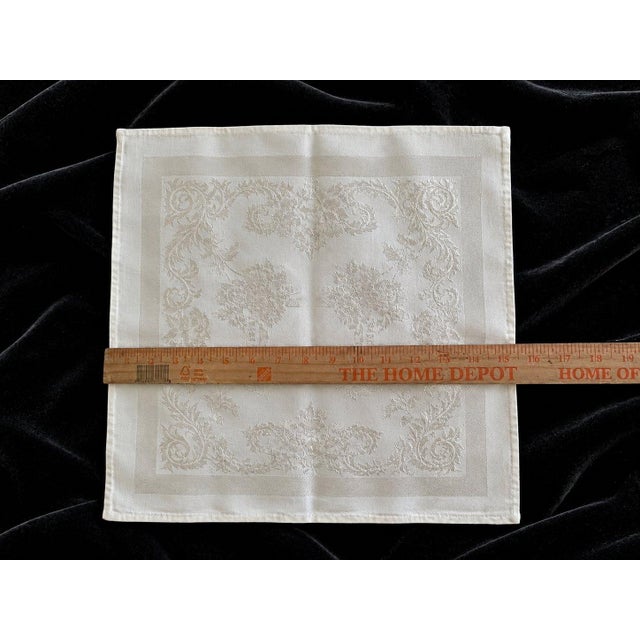 Traditional Vintage Cotton Damask Napkins Floral Jacquard Table Linens Set of 12 For Sale - Image 3 of 4