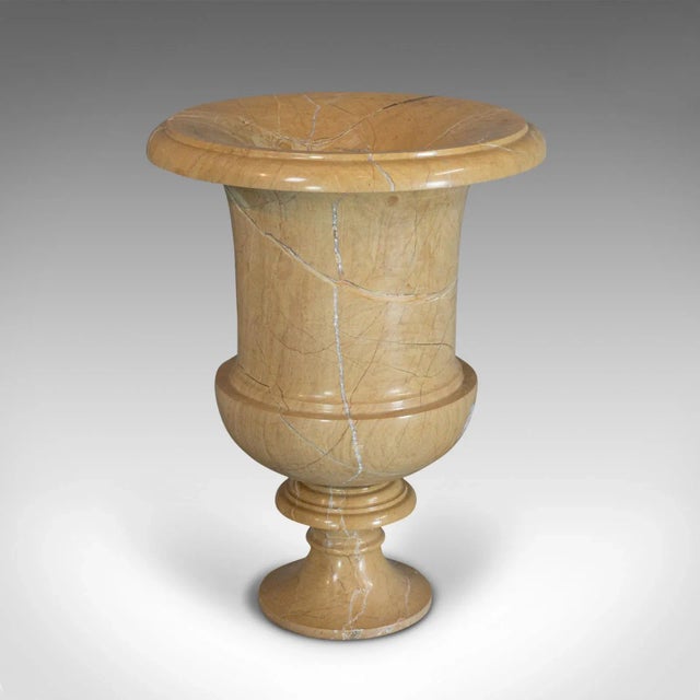 This is a vintage ornamental baluster urn. An English, golden pearl marble decorative vase, dating to the late 20th...