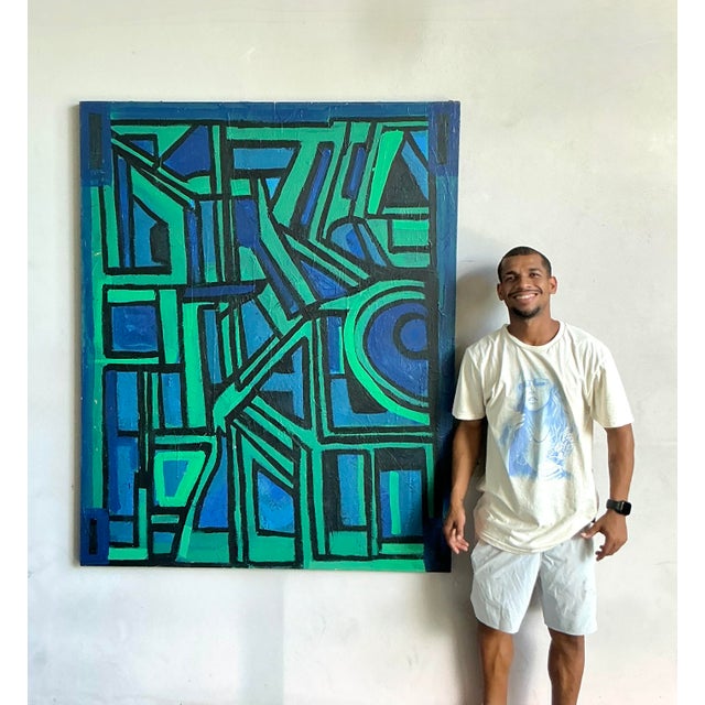 Vintage Boho Monumental Original Abstract Oil on Canvas For Sale In West Palm - Image 6 of 6