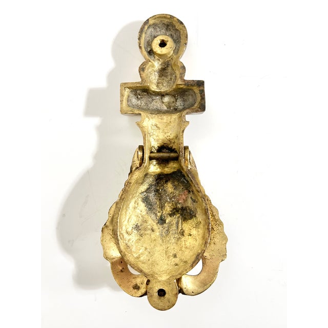 Vintage Solid Brass Shell Door Knocker, Georgian Style Architectural Hardware For Sale - Image 4 of 5