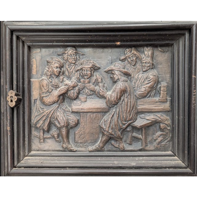 Pair of Antique Continental Repoussé Cabinet Doors After David Teniers, C. 1880-1910 For Sale - Image 4 of 10