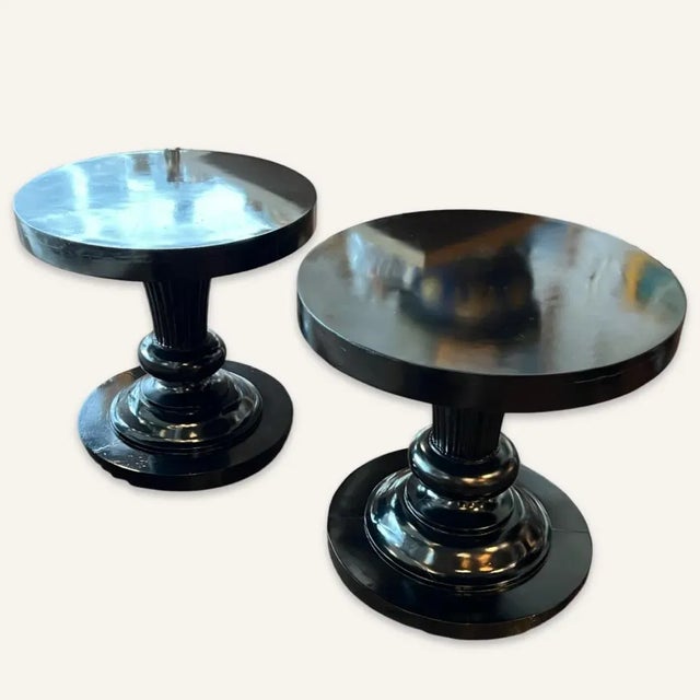 Black Pair of 1940s Dorothy Draper End Tables Made for the Greenbrier Hotel in White Sulphur Springs For Sale - Image 8 of 8