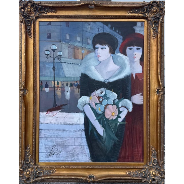 Charles Levier, Large Charles Levier Modernist Oil Painting Women Paris Street French Modernism For Sale - Image 11 of 18