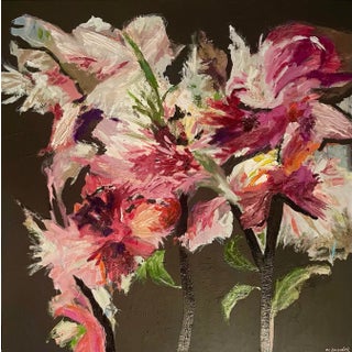 Contemporary Modern Large Floral Pink Abstract 'Jardin Passionné' Original Painting For Sale