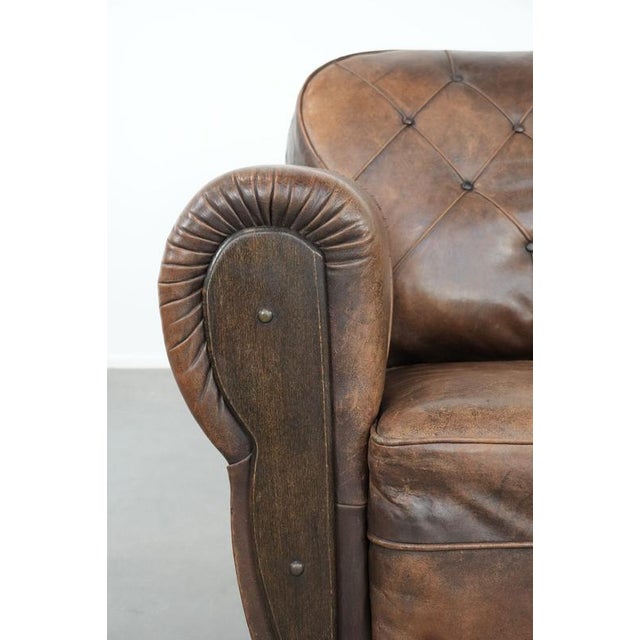 Antique Sheepskin and Wood Armchair For Sale - Image 9 of 14