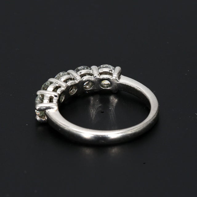 1.5ctw Natural Round Brilliant Diamonds in a Five-Stone Platinum Wedding Ring, Size 6.5 For Sale In Phoenix - Image 6 of 8