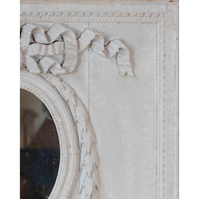 19th Century 19th Century French Painted Boiserie Panel with Original Mirror Plate For Sale - Image 5 of 8