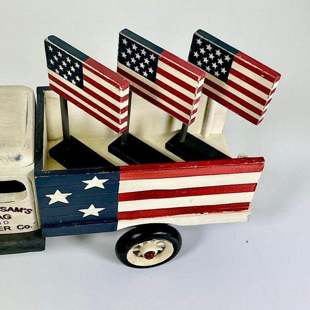 1980s Vintage Boho Chic Americana Arts & Crafts Uncle Sam’s Banner & Flag Co Truck Holiday Accent - 4th of July For Sale - Image 4 of 15