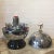 1950s Round Chrome Lidded Mini Tabletop Bar With Metal Sculpture Atop For Sale - Image 10 of 10