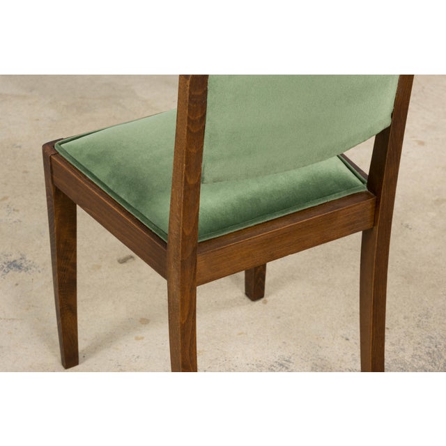 1930s French Art Deco Oak Dining Chairs in Green Velvet - Set of 6 For Sale - Image 14 of 18