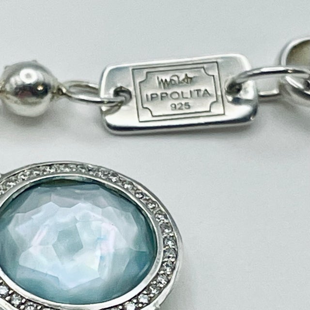 2010s Ippolita Sterling Silver Rock Candy Lollipop 7-Stone Diamond Halo Bracelet – Limpido Doublet For Sale - Image 5 of 10