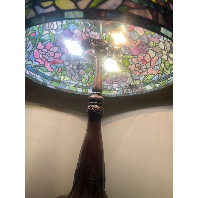 Tiffany and Co. 1920s Authentic Tiffany Peony Design Table Lamp For Sale - Image 4 of 8