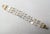 Metal Vintage 1960s Signed Napier 3-Strand Faux-Pearl & Aurora Borealis Beaded Bracelet For Sale - Image 7 of 7