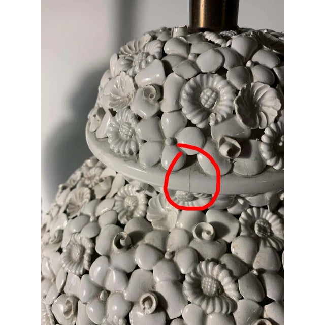 Vintage Italian Antonio Zen White Flower Lamps - A Pair For Sale - Image 9 of 10