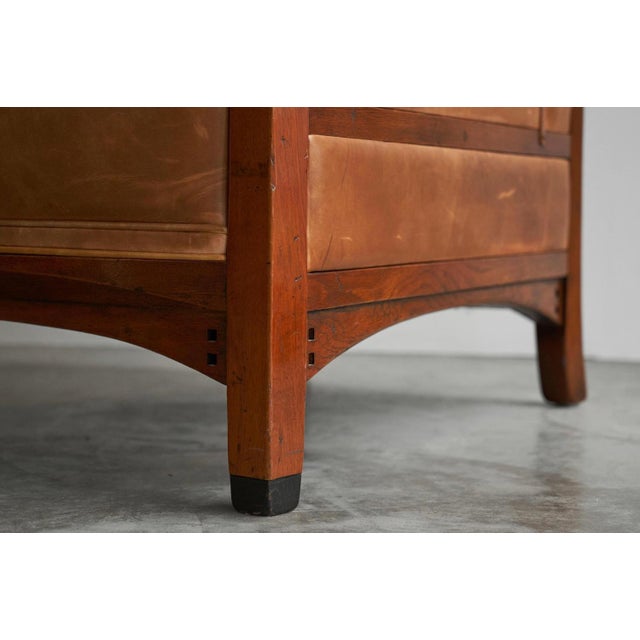 Vintage Art Deco Chair in Oak and Cognac Leather, 1980s For Sale - Image 10 of 14