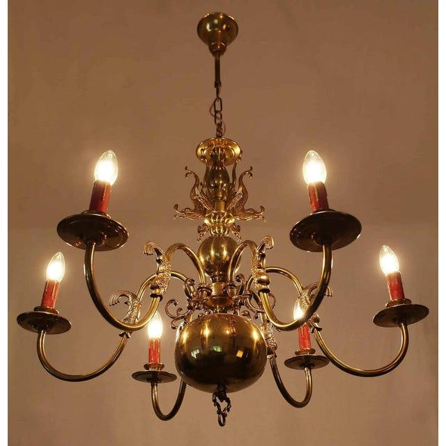 2000 - 2009 Vintage Dutch Gold Chandelier with Fish For Sale - Image 5 of 5