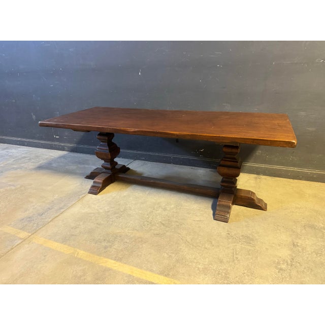 Vintage French Oak Trestle Dining Table For Sale - Image 4 of 11