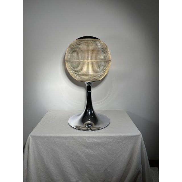 Silver Parisian Globe on Chrome Stand from Holophane, France, 1970s For Sale - Image 8 of 14
