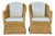 Pair of Vintage Michael Taylor Style Braided Rattan Wicker Lounge Side Armchairs For Sale