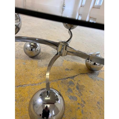 Silver Atomic Coffee Table in Glass and Chrome For Sale - Image 8 of 11