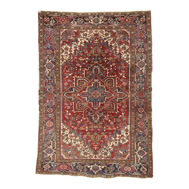 Antique Persian Heriz Rug - 06'03 X 09'00 For Sale