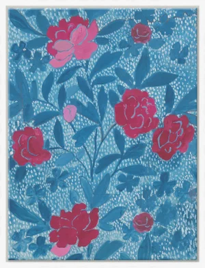 Floral Blue Art Print in White Frame by Paule Marrot