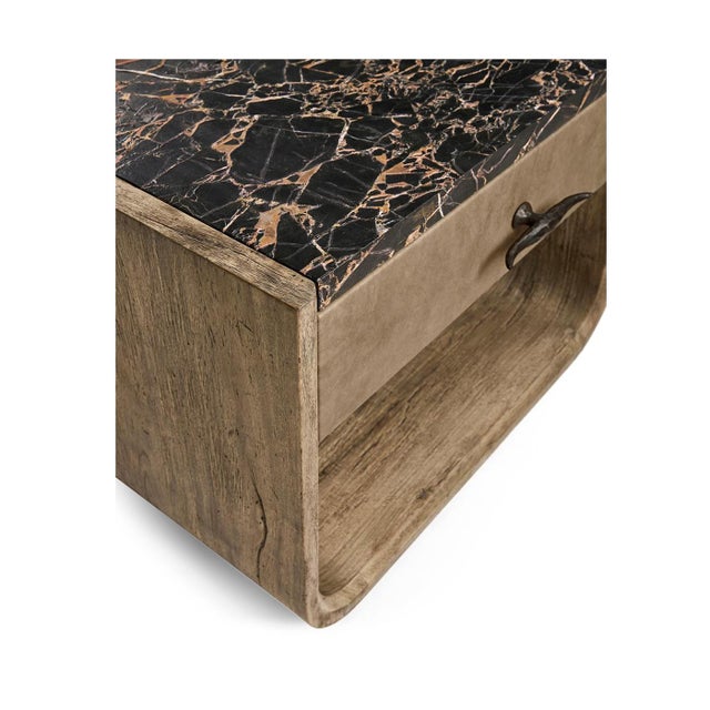 Rustic Modern Nightstand With Marble Top For Sale - Image 13 of 14
