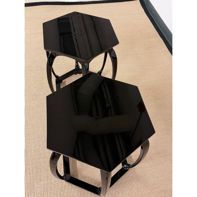 1980s Michael Taylor Black Lacquer Side Tables From Baker Furniture For Sale - Image 5 of 8