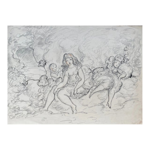 Harold Hope Read Figures in Garden Drawing For Sale