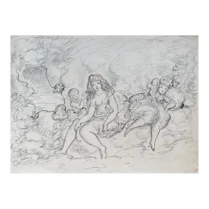Harold Hope Read Figures in Garden Drawing