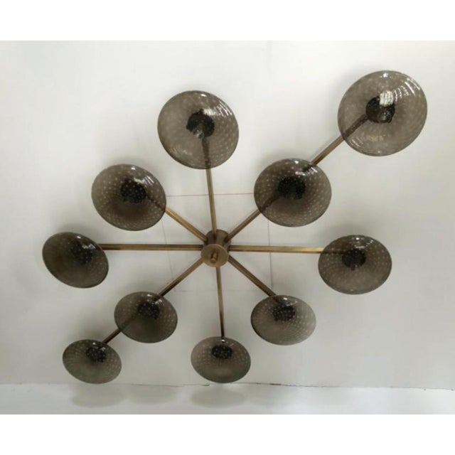 Italian 21st Century Dieci Bronze Smoky Bubbles Murano Flush Mount by Fabio LTD For Sale - Image 3 of 11