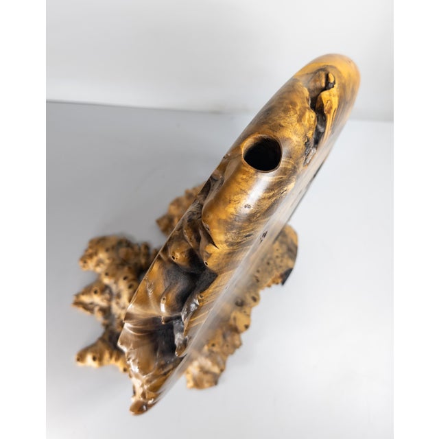 21st Century Modernist Contemporary Carved Burl Wood Vase by Warren Vienneau For Sale - Image 9 of 13
