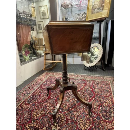Antique English Regency Fully Fitted Tea Caddy Stand on Casters For Sale - Image 10 of 12