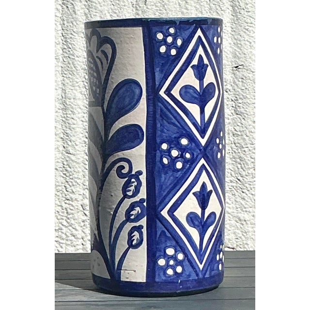 Late 20th Century Vintage Boho Hand Painted Umbrella Stand For Sale - Image 5 of 5