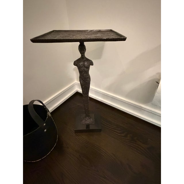 Modern Global Views Giacometti‑Style Sculptural Side Table – Bronze Modern Art Accent Table For Sale - Image 3 of 6