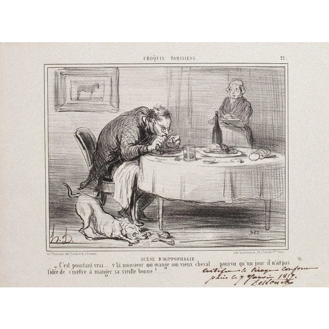 Honoré Daumier, Scêne D'Hippophagie, Lithograph, 1857 For Sale - Image 3 of 3