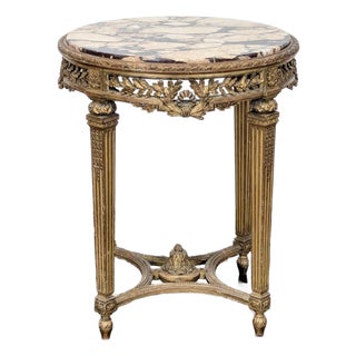 Antique Marble Top Side Table For Sale
