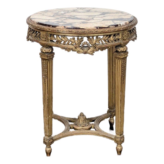 Antique Marble Top Side Table For Sale