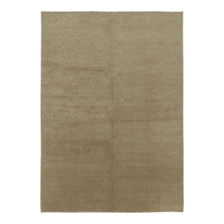 Rug & Kilim’s European-Inspired Rug in Brown With Arabesque Patterns in Pale Green For Sale
