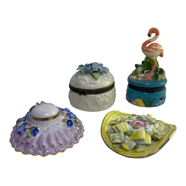 Vintage Limoges Style Box Hat Set/4 For Sale