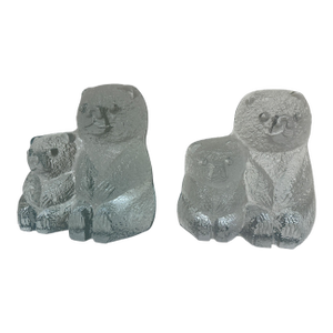 Pair of Blenko Clear Glass Bear Bookends
