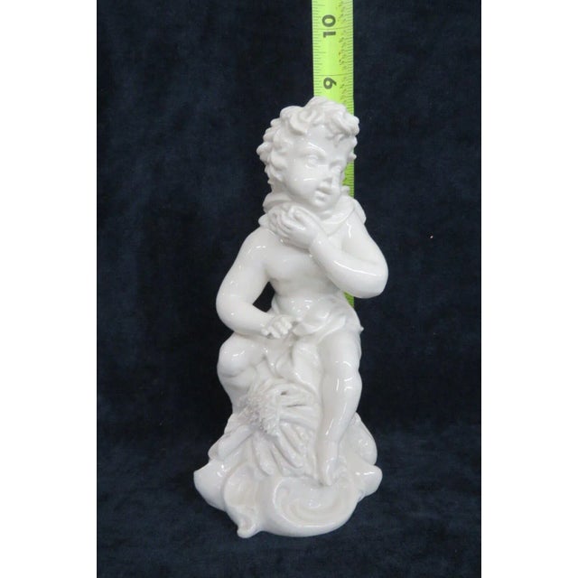 Porcelain White Cherub Wearing a Scarf Sculpture Figurine Made in Italy For Sale - Image 4 of 12