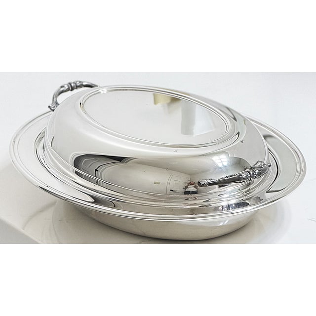 Silver Silver Serving Dish With Glass Insert For Sale - Image 8 of 15