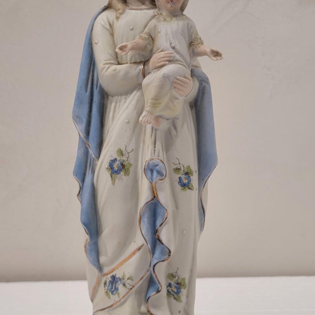 Biscuit Porcelain Virgin with Child Figure, Germany, 1920s For Sale - Image 13 of 17