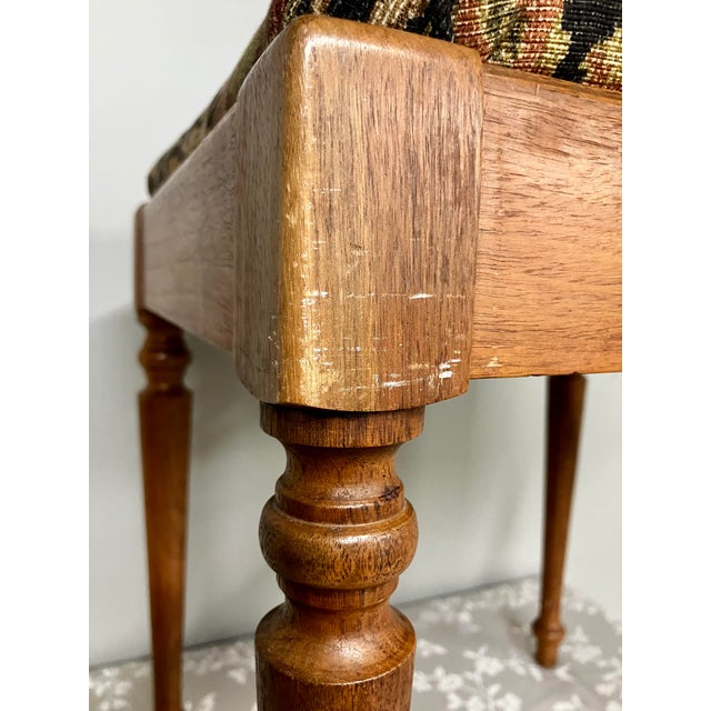Vintage Victorian-Style Mahogany Stool With Intricate Tapestry Seated Stool For Sale - Image 10 of 18