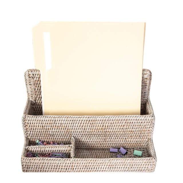 Artifacts Rattan Standing Stationary Sorter in White Wash For Sale - Image 4 of 6