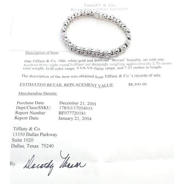 Tiffany and Co. Tiffany & Co. Vannerie White Gold Basket Weave Diamond Bracelet For Sale - Image 4 of 13